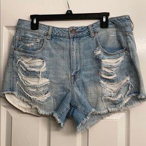 American Eagle high waisted ripped jean shorts